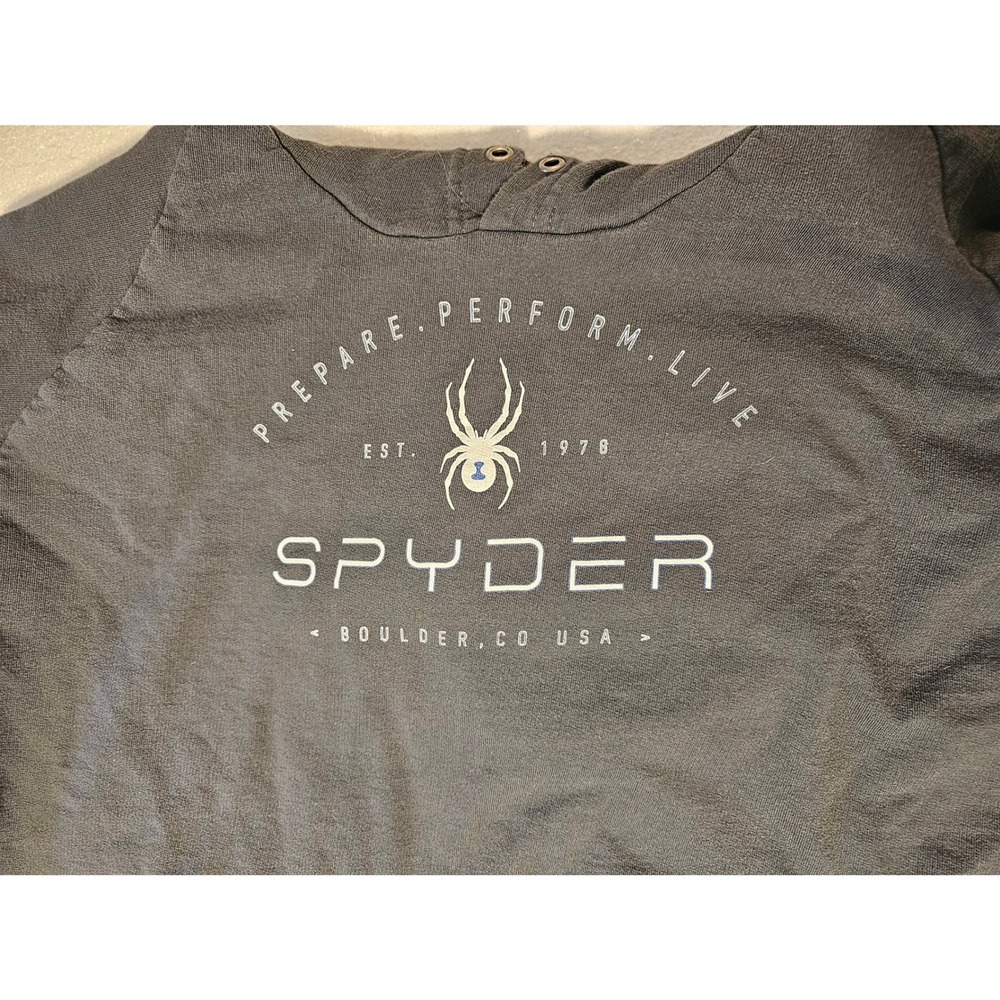 Spyder Mens Boulder Colorado Graphic Hoodie Charcoal Grey Raglan Sweatshirt XL - Picture 5 of 5